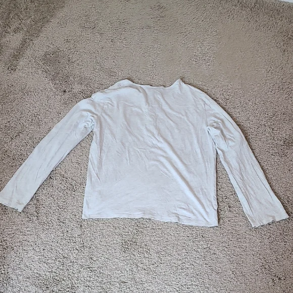 Light Gray Long Sleeve Henley Shirt Roll Up Sleeves - Picture 9 of 14